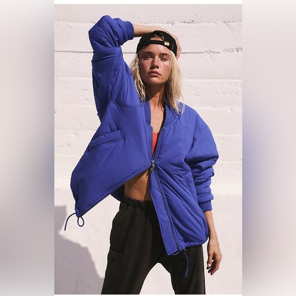 FREE PEOPLE FP Movement - Midnight Moon Solid Bomber Jacket - Picture 1 of 11